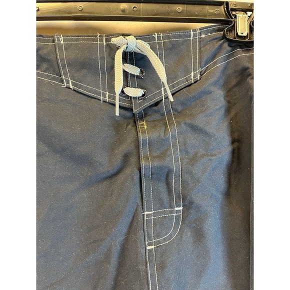 Men's Speedo Board Swim Trunks Navy Blue with White and Yellow Stripes, XXL, New - Picture 5 of 10